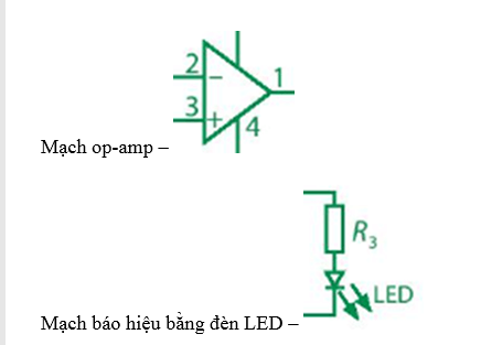 Tìm các linh kiện điện tử trong sơ đồ ở Hình 9.8 tương ứng với các khối trong sơ đồ ở Hình 9.6