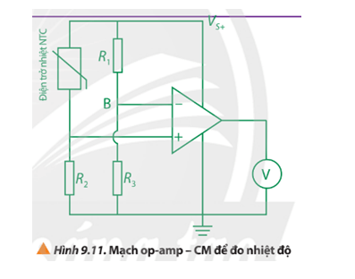 Tìm các linh kiện điện tử trong sơ đồ ở Hình 9.11 tương ứng với các khối trong sơ đồ ở Hình 9.9