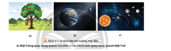 Quả táo rơi xuống mặt đất (Hình 2.1a) Mặt Trăng quay xung quanh Trái Đất (Hình 2.1b)