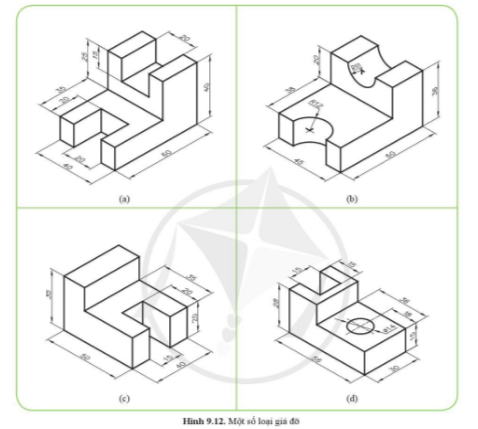 Vẽ hình chiếu vuông góc của vật thể cho ở hình 9.12