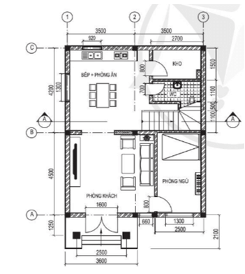 Với cùng kích thước mặt bằng xây dựng như ở hình 16.4 hãy vẽ mặt bằng nhà