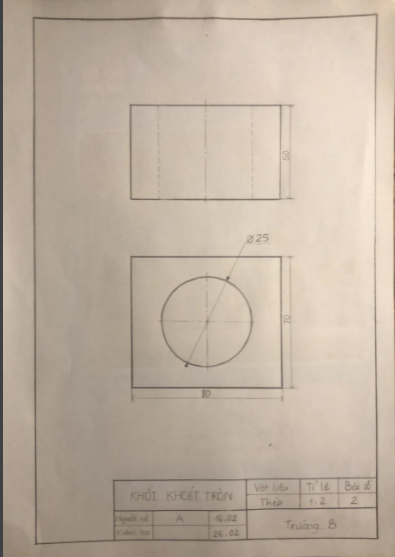 Vẽ lại Hình 8.11 bao gồm cả phần ghi kích thước vào khổ giấy đã chuẩn bị ở trên, theo đúng tiêu chuẩn