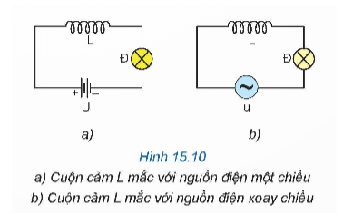 Trên Hình 15.10, một bóng đèn Đ có điện áp định mức 12 V được mắc vào nguồn điện một chiều U