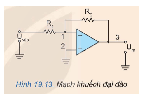 Mạch khuếch đại đảo ở Hình 19.13 có R1 bằng 1 kilo Ôm, R2 bằng 10 kilo Ôm