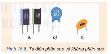 Hãy đọc và cho biết ý nghĩa của các thông số ghi trên tụ điện ở Hình 15.8