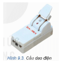 Quan sát Hình 9.3 và cho biết ý nghĩa giá trị các thông số kĩ thuật ghi trên cầu dao