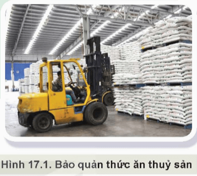 Phương pháp bảo quản thức ăn thủy sản trong Hình 17.1 phù hợp để bảo quản