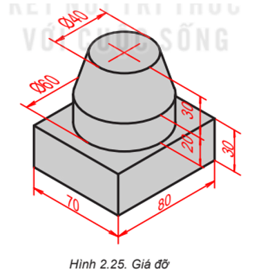 Vẽ 3 hình chiếu vuông góc của vật thể trên Hình 2.25