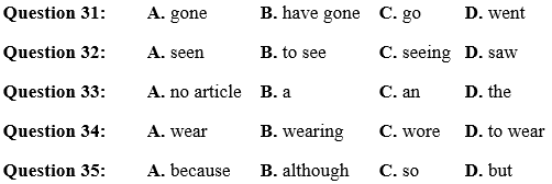 Đề thi Tiếng Anh lớp 10 mới Học kì 2 có đáp án (Đề 5)