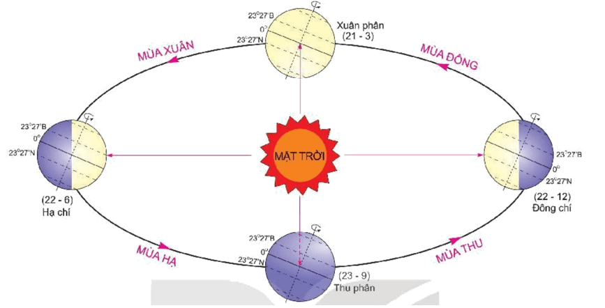 Lý thuyết Địa Lí 10 Kết nối tri thức Bài 5: Hệ quả địa lí các chuyển động của Trái Đất