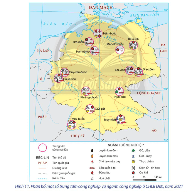 Lý thuyết Địa Lí 11 Bài 11: Thực hành: Tìm hiểu sự phát triển công nghiệp của Cộng hòa liên bang Đức