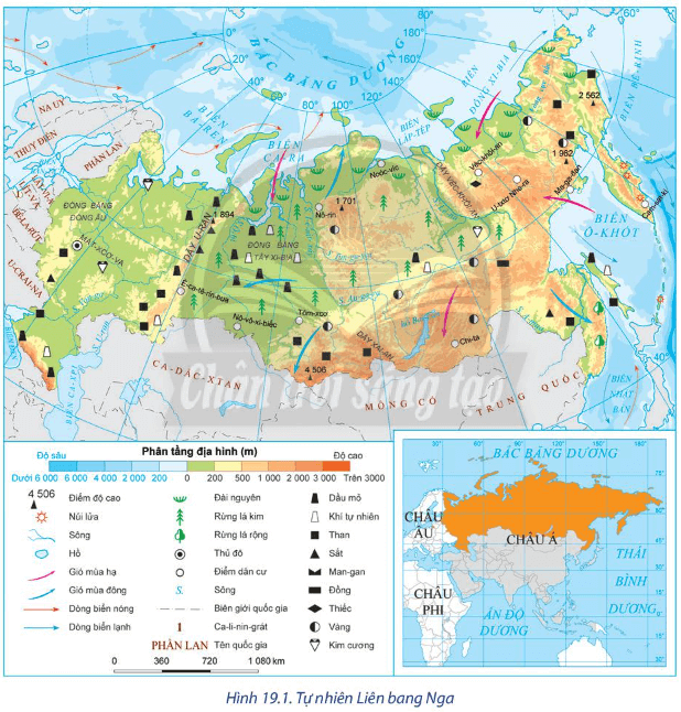 Lý thuyết Địa Lí 11 Bài 19: Vị trí địa lí, điều kiện tự nhiên, dân cư và xã hội Liên Bang Nga