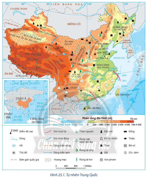 Lý thuyết Địa Lí 11 Bài 25: Vị trí địa lí, điều kiện tự nhiên, dân cư và xã hội Trung Quốc