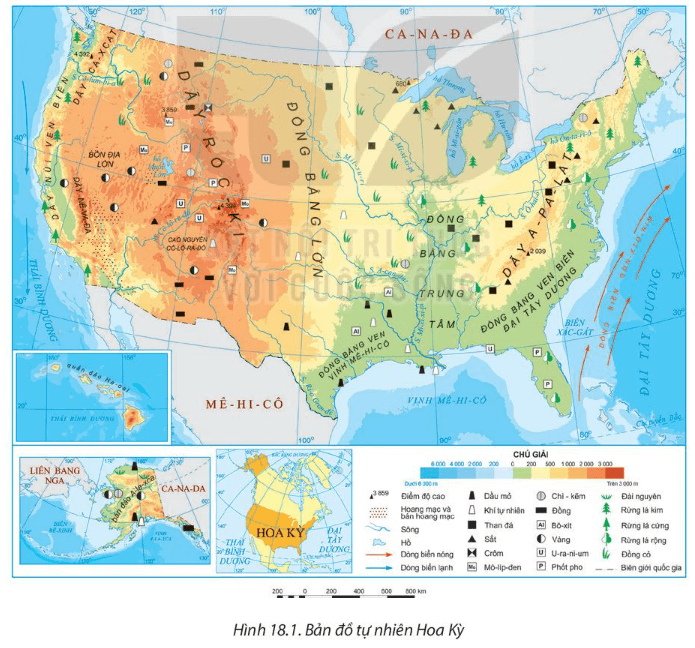 Dựa vào thông tin mục I và hình 18.1 hãy nêu đặc điểm vị trí địa lí của Hoa Kỳ