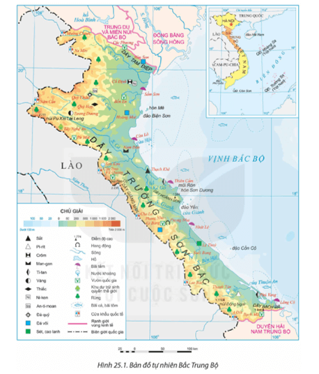 Dựa vào thông tin mục I và hình 25.1 hãy: Trình bày đặc điểm vị trí địa lí và phạm vi lãnh thổ của Bắc Trung Bộ