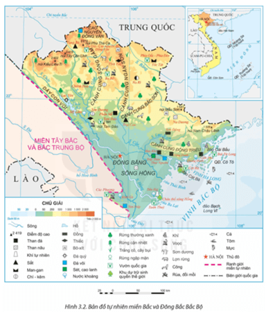 Dựa vào thông tin mục 1 và hình 3.2, hãy trình bày đặc điểm tự nhiên của miền Bắc