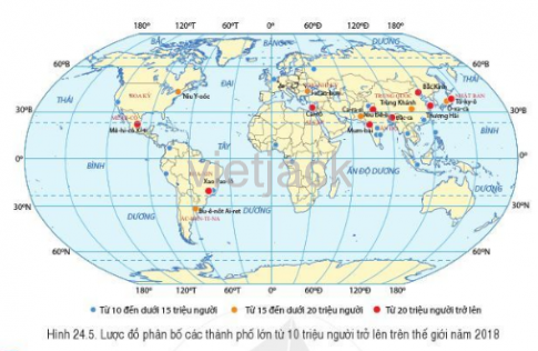 Quan sát hình 24.5 hãy: Kể tên một số thành phố lớn ở châu Á 