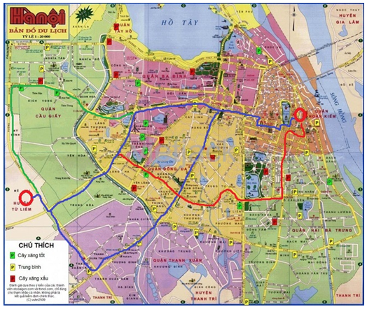 Sưu tầm bản đồ du lịch Hà Nội, sau đó tìm đường đi từ Trung tâm Hội nghị
