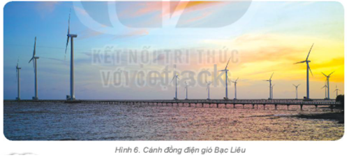 Quan sát hình 6 và thu thập thông tin về hoạt động sản xuất điện gió và chia sẻ với các bạn