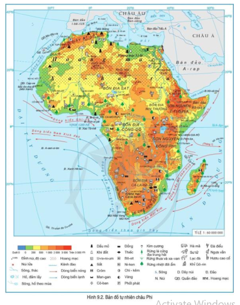 Đọc thông tin và quan sát hình 9.2, hình 9.3, hãy giải thích vì sao châu Phi có khí hậu nóng và khô