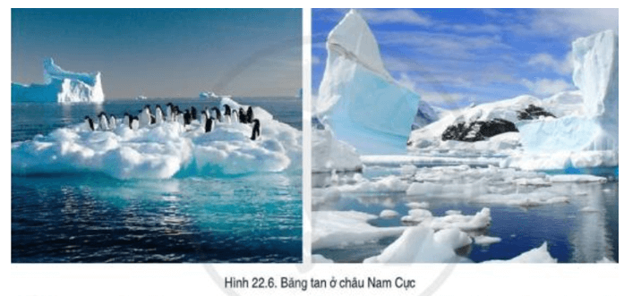 Đọc thông tin và quan sát hình 22.6, mô tả kịch bản về sự thay đổi thiên nhiên châu Nam Cực