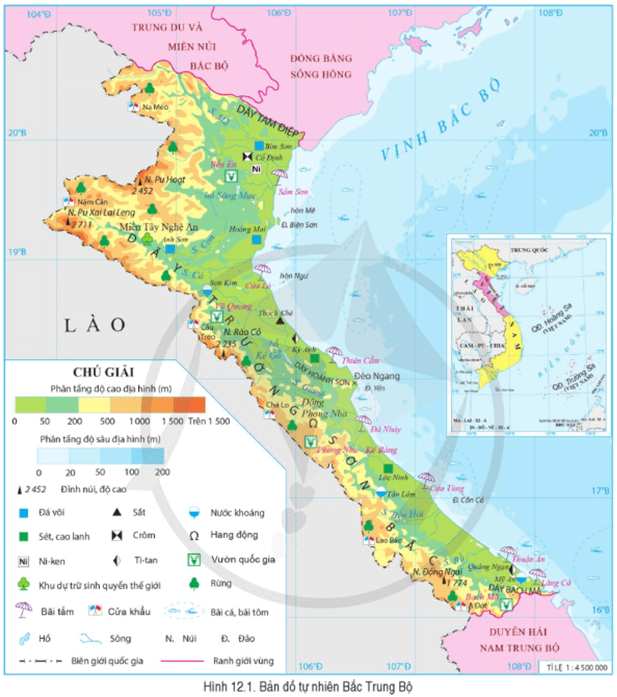 Dựa vào thông tin và hình 12.1 hãy Trình bày đặc điểm phân hóa tự nhiên ở Bắc Trung Bộ