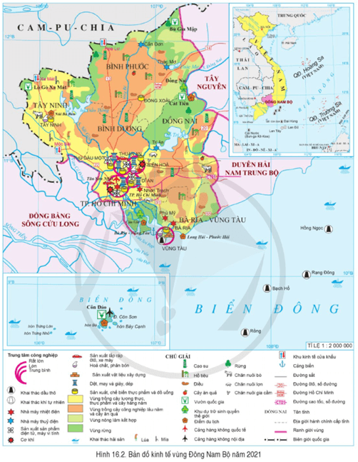 Dựa vào thông tin và hình 16.2 hãy trình bày sự phát triển và phân bố các ngành kinh tế biển