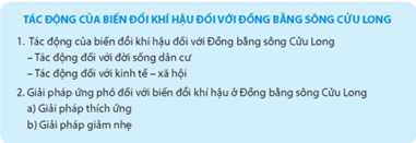 Địa Lí 9 Bài 22: Thực hành: Phân tích tác động của biến đổi khí hậu đối với Đồng bằng sông Cửu Long - Chân trời sáng tạo