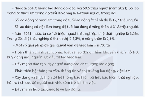 Địa Lí 9 Bài 3: Thực hành: Tìm hiểu vấn đề việc làm ở địa phương và phân hoá thu nhập theo vùng - Kết nối tri thức