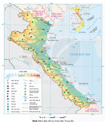 Dựa vào thông tin mục 1 và quan sát hình 14.1, hãy xác định vị trí địa lí và phạm vi lãnh thổ của Bắc Trung Bộ