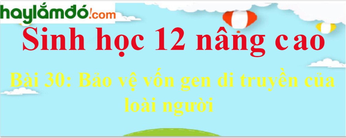 Sinh học 12 nâng cao Bài 30: Bảo vệ vốn gen di truyền của loài người