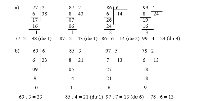 Giải Toán 3 Chia số có hai chữ số cho số có một chữ số (tiếp theo)  trang 71 | Giải bài tập Toán lớp 3