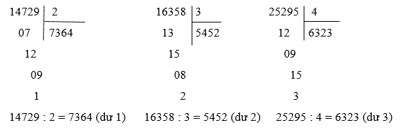 Giải Toán 3 Chia số có năm chữ số với số có một chữ số (tiếp theo)  trang 164 | Giải bài tập Toán lớp 3