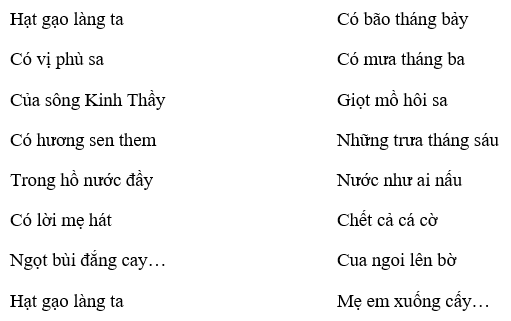 Gõ đoạn trích bài thơ “Hạt gạo làng ta” của Trần Đăng Khoa dưới đây sau đó thử căn trái