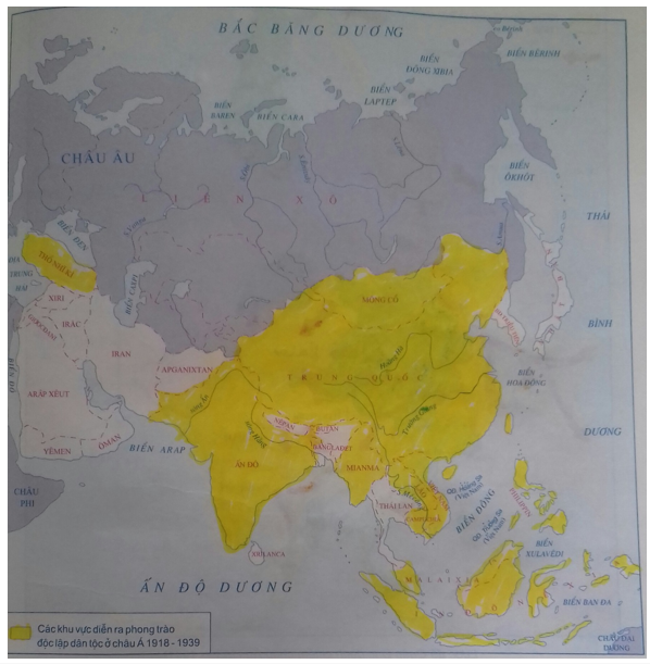 Tập bản đồ Lịch Sử 8 Bài 20: Phong trào độc lập dân tộc ở Châu Á (1918 - 1939) | Giải tập bản đồ Lịch Sử lớp 8