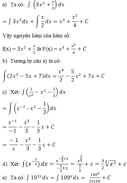 Tìm Nguyên Hàm Của Các Hàm Số Sau: Trang 141 Sgk Giải Tích 12 Nâng Cao