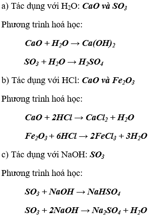 Bài 1: Tính chất hóa học của oxit. Khái quát về sự phân loại oxit 