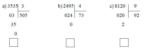 Giải Vở bài tập Toán 3 Bài 112: Chia số có bốn  số với số có một chữ số (tiếp theo) trang 31  | Giải vở bài tập Toán lớp 3