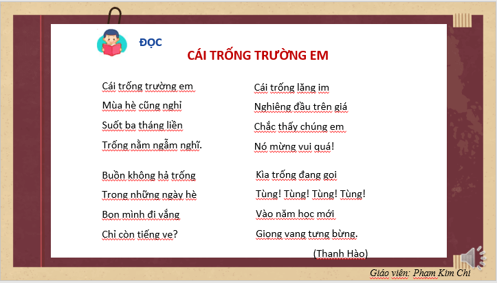 Giáo án điện tử Cái trống trường em lớp 2 | PPT Tiếng Việt lớp 2 Kết nối tri thức