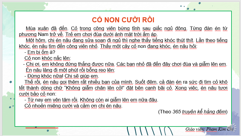 Giáo án điện tử Cỏ non cười rồi lớp 2 | PPT Tiếng Việt lớp 2 Kết nối tri thức