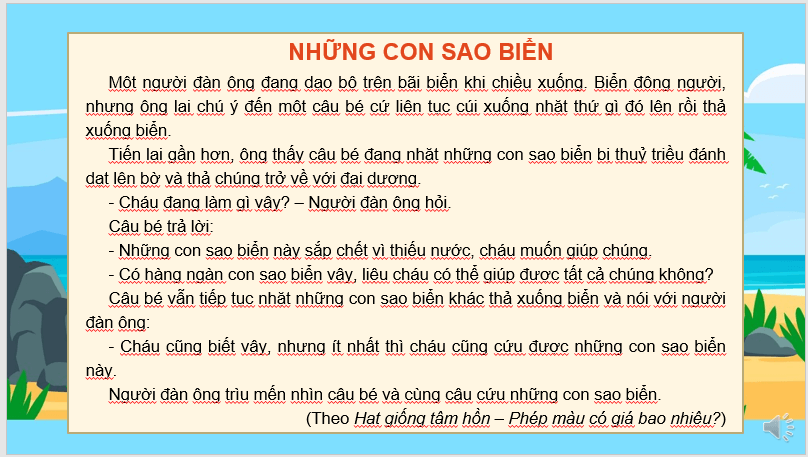 Giáo án điện tử Những con sao biển lớp 2 | PPT Tiếng Việt lớp 2 Kết nối tri thức