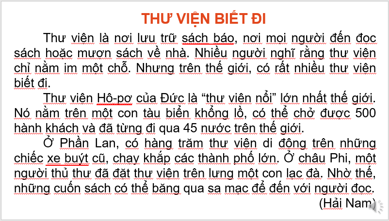 Giáo án điện tử Thư viện biết đi lớp 2 | PPT Tiếng Việt lớp 2 Kết nối tri thức