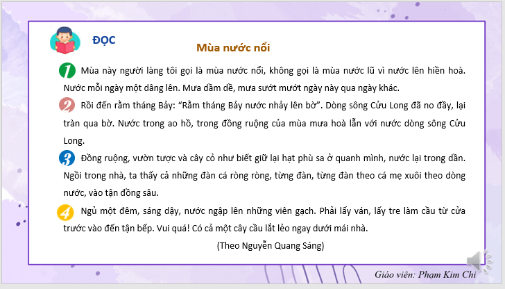 Giáo án điện tử Mùa nước nổi lớp 2 | PPT Tiếng Việt lớp 2 Kết nối tri thức