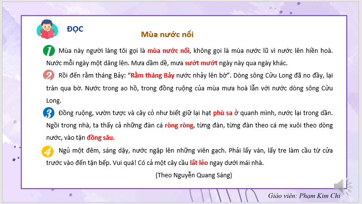 Giáo án điện tử Mùa nước nổi lớp 2 | PPT Tiếng Việt lớp 2 Kết nối tri thức