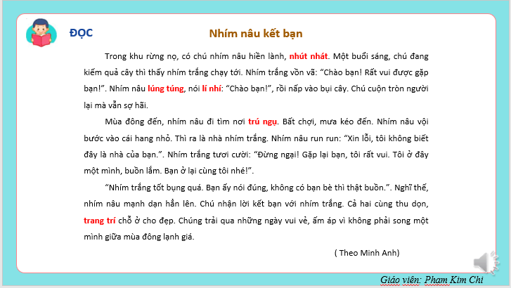 Giáo án điện tử Nhím nâu và kết bạn lớp 2 | PPT Tiếng Việt lớp 2 Kết nối tri thức