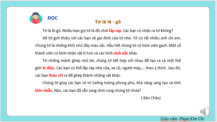 Giáo án điện tử Tớ là lê-gô lớp 2 | PPT Tiếng Việt lớp 2 Kết nối tri thức