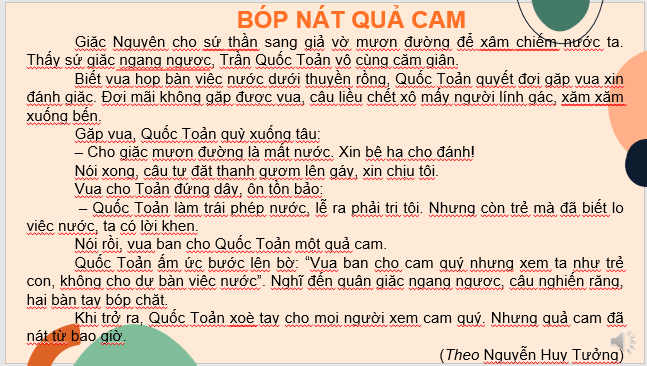 Giáo án điện tử Bóp nát quả cam lớp 2 | PPT Tiếng Việt lớp 2 Kết nối tri thức