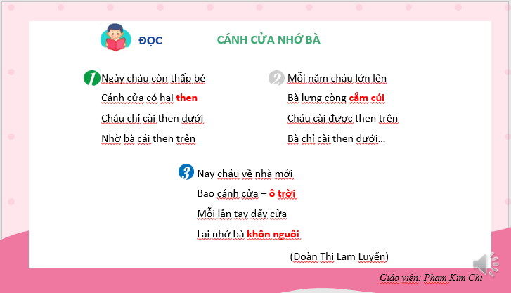 Giáo án điện tử Cánh cửa nhớ bà lớp 2 | PPT Tiếng Việt lớp 2 Kết nối tri thức