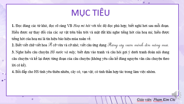 Giáo án điện tử Họa mi hót lớp 2 | PPT Tiếng Việt lớp 2 Kết nối tri thức