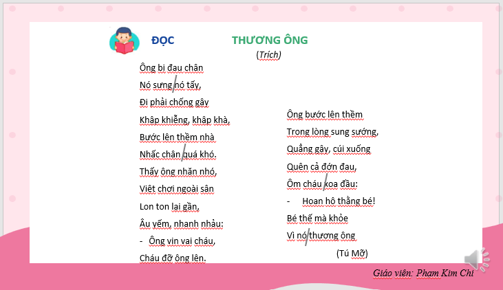 Giáo án điện tử Thương ông lớp 2 | PPT Tiếng Việt lớp 2 Kết nối tri thức